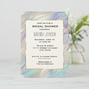 Invitación Aqua Blue Purple Pearl White Bridal Shower