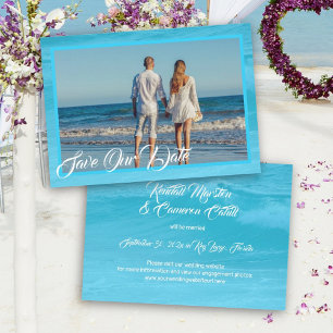 Invitación Aqua Blue Save the Date Coastal Save the Date Card