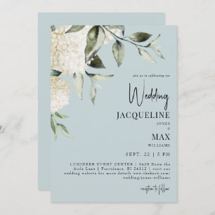 Invitación Aqua Blue White Hydrangeas Boda