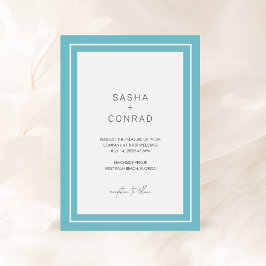 Invitación Aqua Bold Border Moderno Boda