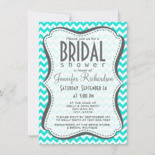 Invitación Aqua Color Chevron; zig zag