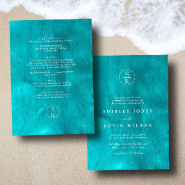 Invitación Aqua Elegance Turquoise & Verde azulado Watercolor