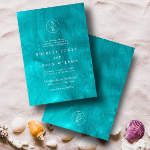 Invitación Aqua Elegance Turquoise & Verde azulado Watercolor
