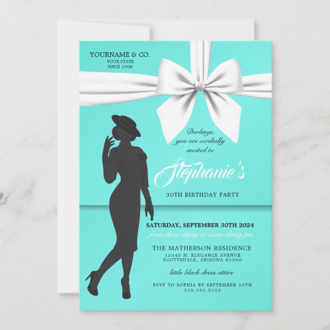 Invitación Aqua Elegant Tiffany (Anverso)