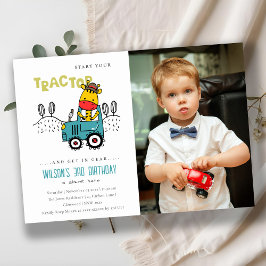 Invitación Aqua Giraffe En Los Niños Del Tractor Agrícola Fot