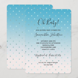 Invitación Aqua Glam Puntos Ombre Baby Shower