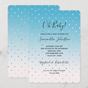 Invitación Aqua Glam Puntos Ombre Baby Shower