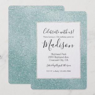 Invitación Aqua Glitzy Ombre