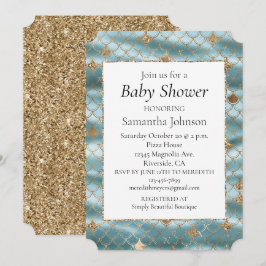 Invitación Aqua Gold Purpurina Mermaid