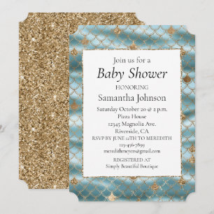 Invitación Aqua Gold Purpurina Mermaid