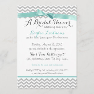 Invitación Aqua Gray Zigzag Bridal Shower