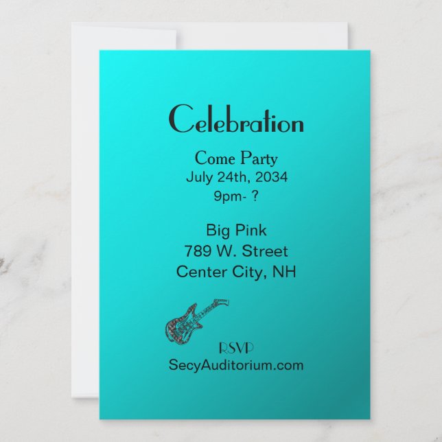 Invitación Aqua Guitar Fiesta (Anverso)