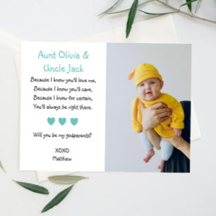 Invitación Aqua Hearts Serás Mis Padres con Foto
