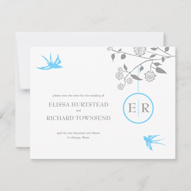 Invitación Aqua Marigold salva los anuncios de la fecha (Anverso)