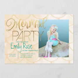 Invitación Aqua Mermaid Fiesta | Bajo la foto del cumpleaños
