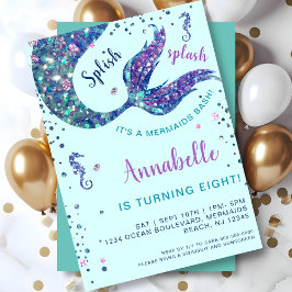 Invitación Aqua Mermaid Tail Under the Sea
