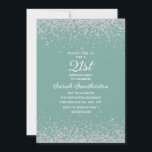 Invitación Aqua Mint Silver Diamante Purpurina 21º cumpleaños<br><div class="desc">Crea tu propia y elegante invitación a la fiesta de cumpleaños 21 para mujeres con purpurina brillante y un texto de caligrafía/guión blanco. El texto y los tipos de letra son completamente personalizables en esta invitación, por lo que puede cambiarlo para que funcione para cualquier edad. El color de fondo...</div>
