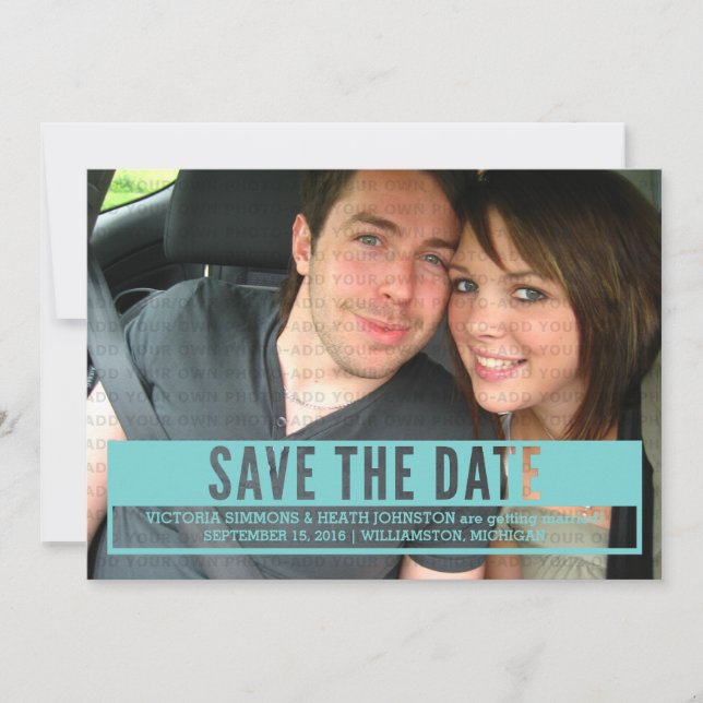 Invitación Aqua Modern Cut Out Save the Date Invite (Anverso)