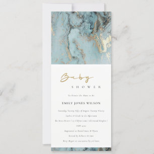 INVITACIÓN AQUA MODERNA DUSKY BLUE GOLD AGER BABY SHOWER