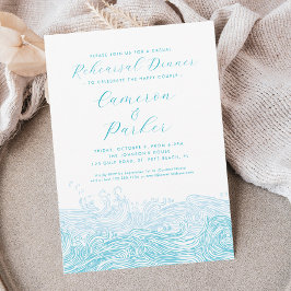 Invitación Aqua Ocean Waves Casual Boda Ensayo Cena