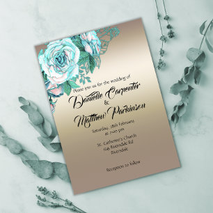 Invitación Aqua Rosa Elegance en Gold Boda