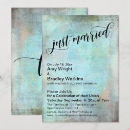 Invitación Aqua Rústica Celebración Post-Boda Recién Casados