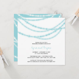 Invitación Aqua Sparkling Luces Boda Ensayo Cena