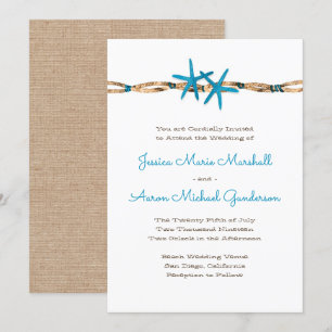 Invitación Aqua Starfish y Nautical Rope Boda 2