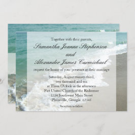Invitación Aqua Surf Crashing Water Beach Destination Wedding