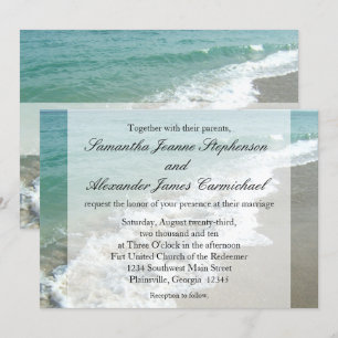 Invitación Aqua Surf Crashing Water Beach Destination Wedding