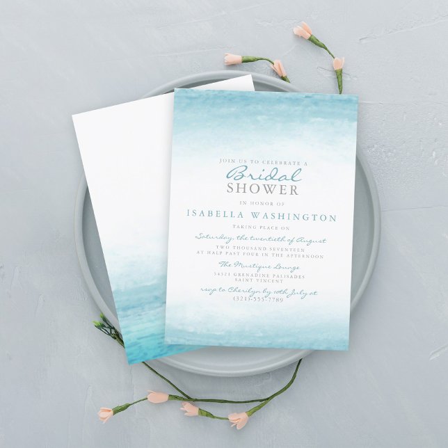 Invitación Aqua Tides | Ducha acuarela (Subido por el creador)