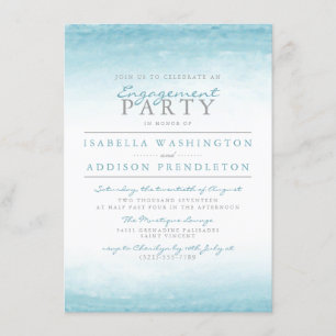 Invitación Aqua Tides Partido de compromiso de acuarela