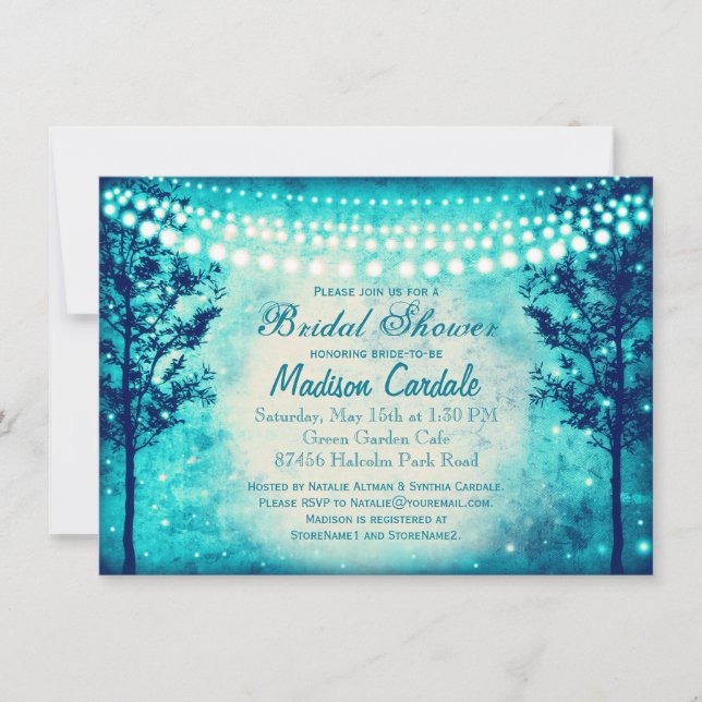 Invitación Aqua Tree String ilumina la ducha de novia (Anverso)