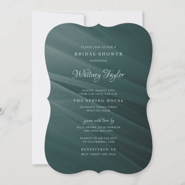 Invitación Aqua Tulle Bridal Shower (Anverso)