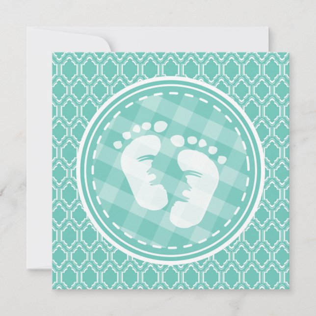 Invitación Aqua Turquoise Retro Baby Fez Baby Shower (Anverso)