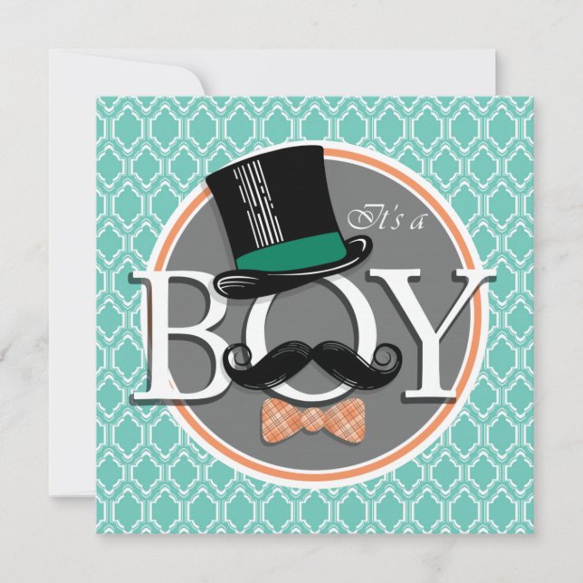 Invitación Aqua Turquoise Retro Funny Boy Baby Shower (Anverso)