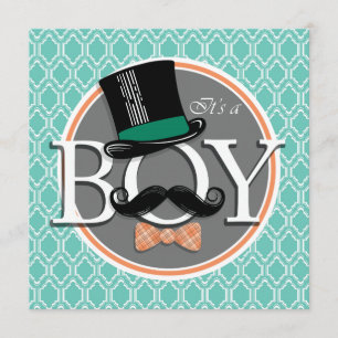 Invitación Aqua Turquoise Retro Funny Boy Baby Shower