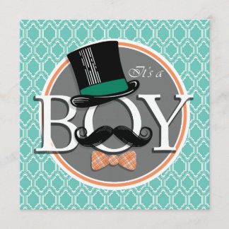 Invitación Aqua Turquoise Retro Funny Boy Baby Shower