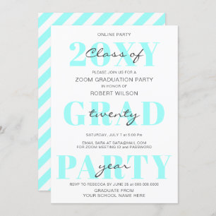 Invitación Aqua Typography Modern Online Graduation Party