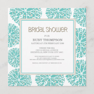 Invitación AQUA Under the Sea Coral Modern BRIDAL DUCHA