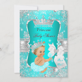 Invitación Aqua Verde azulada Blue Princess Baby Shower Blond