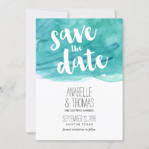 Invitación Aqua Watercolor Wedding Guardar la Fecha