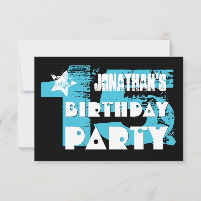 Invitación AQUA y Fiesta de Grunge de 15 Años y NEGRO (Anverso)