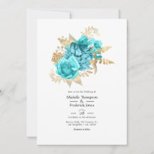 Aqua y Gold Floral Boda
