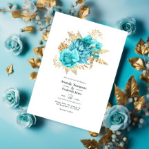 Aqua y Gold Floral Boda