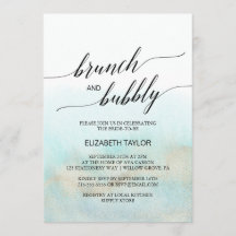 Aqua y Gold Watercolor Beach Brunch y Bubbly