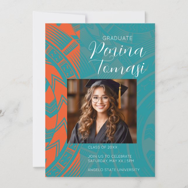 Invitación Aqua y Naranja (Anverso)