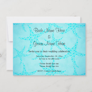 Invitación Aqua y Turquoise Starfish Boda.