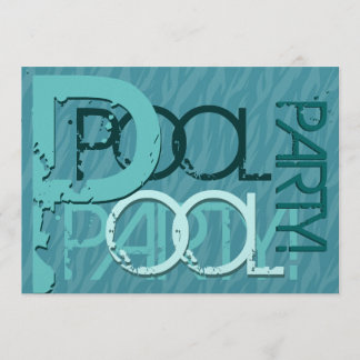 Invitación Aqua y Verde azulado Fiesta moderno de la piscina