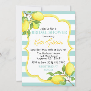 Invitación Aqua & Yellow Lemon Floral Baby Shower